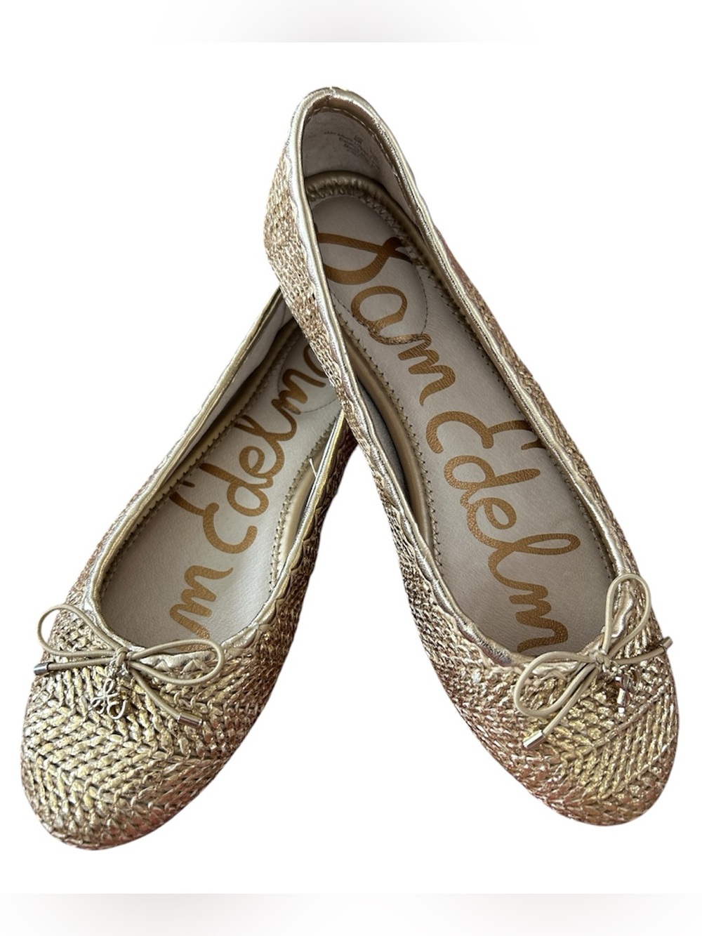 Sam Edelman | Women’s Metallic Gold Woven Falcon 2 Ballet Flats Shoes Size 6